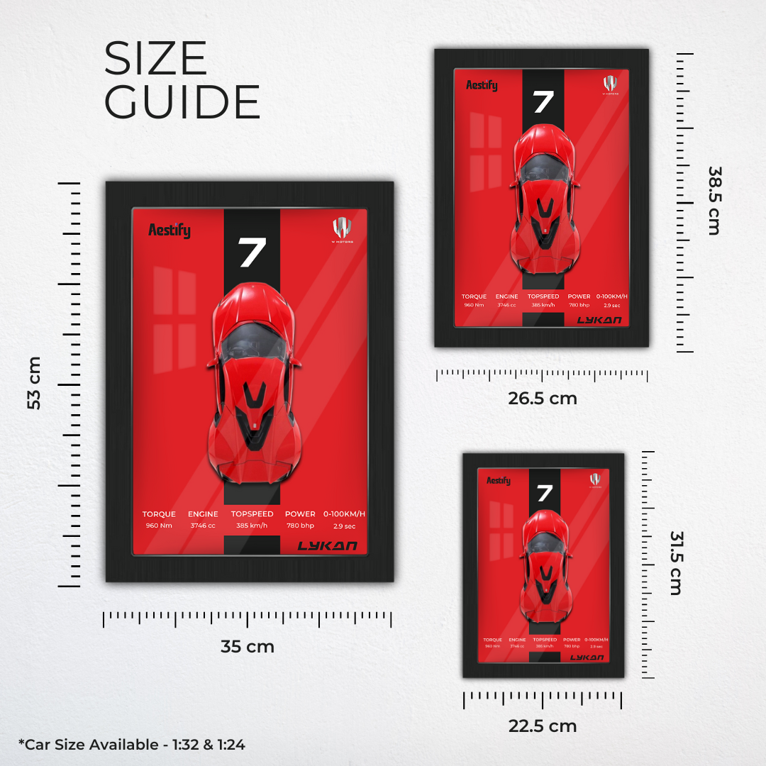 Aestify™ 3D Car Frame for Lykan Hypersport Alloy Metal Car Model
