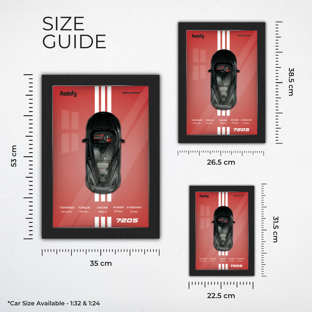 Aestify™ 3D Car Frame for McLaren 720S Alloy Metal Car Model