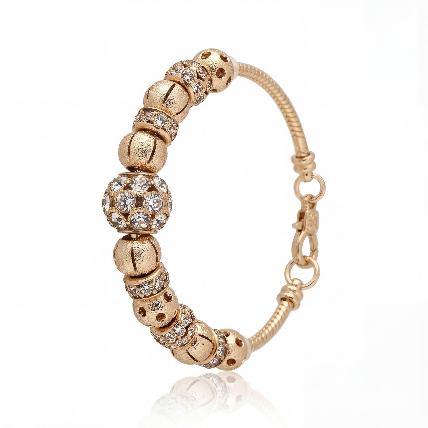 Aestify™ Gold Aura Charm Bracelet – 18K Gold Tone | Crystal CZ Beads