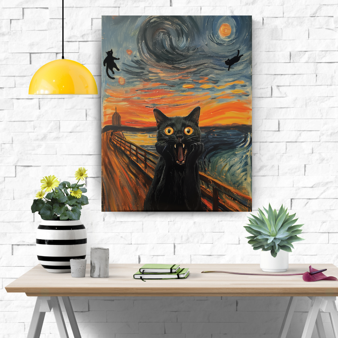 Black Cat Scream : Painting Canvas