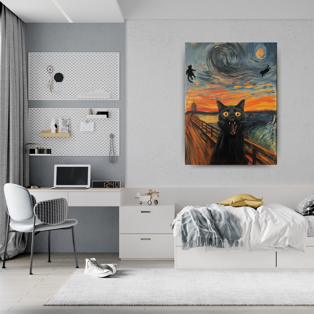 Black Cat Scream : Painting Canvas