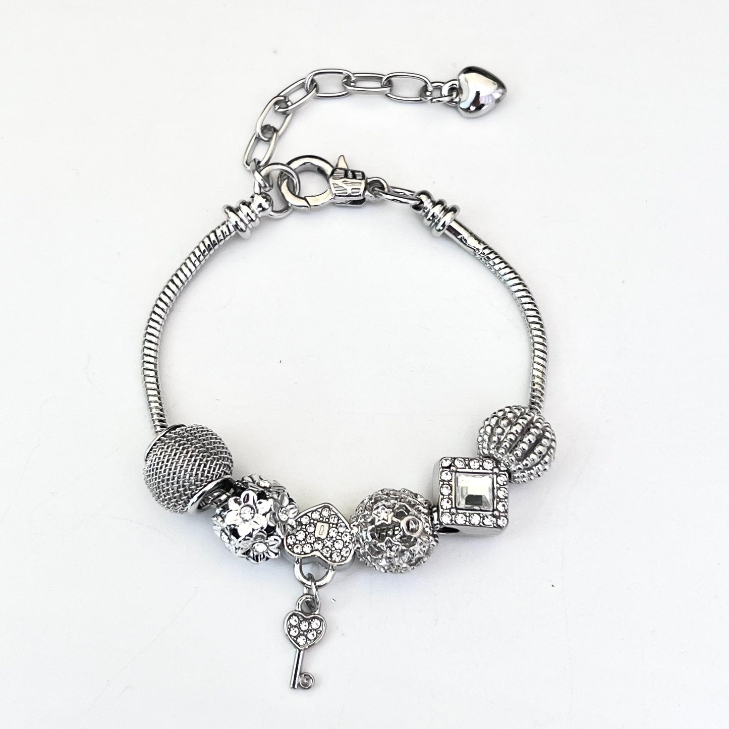 Aestify™ Silver Luxe Crystal Charm Bracelet – Premium CZ Stones