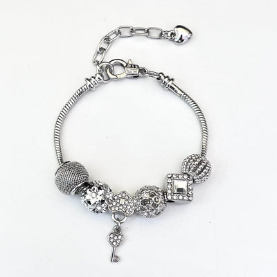 Aestify™ Silver Luxe Crystal Charm Bracelet – Premium CZ Stones