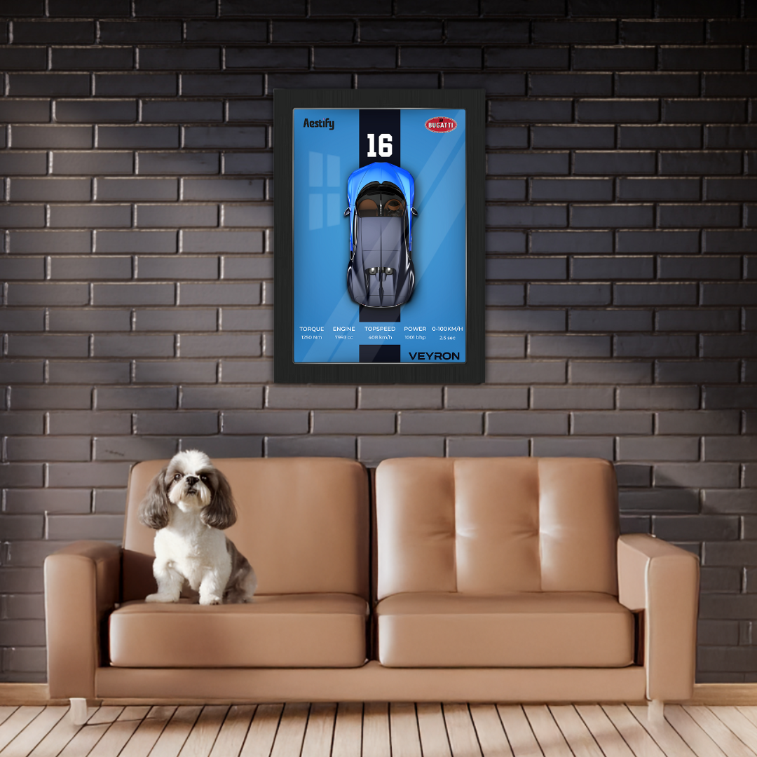 Aestify™ 3D Car Frame for Bugatti Veyron Alloy Metal Car Model