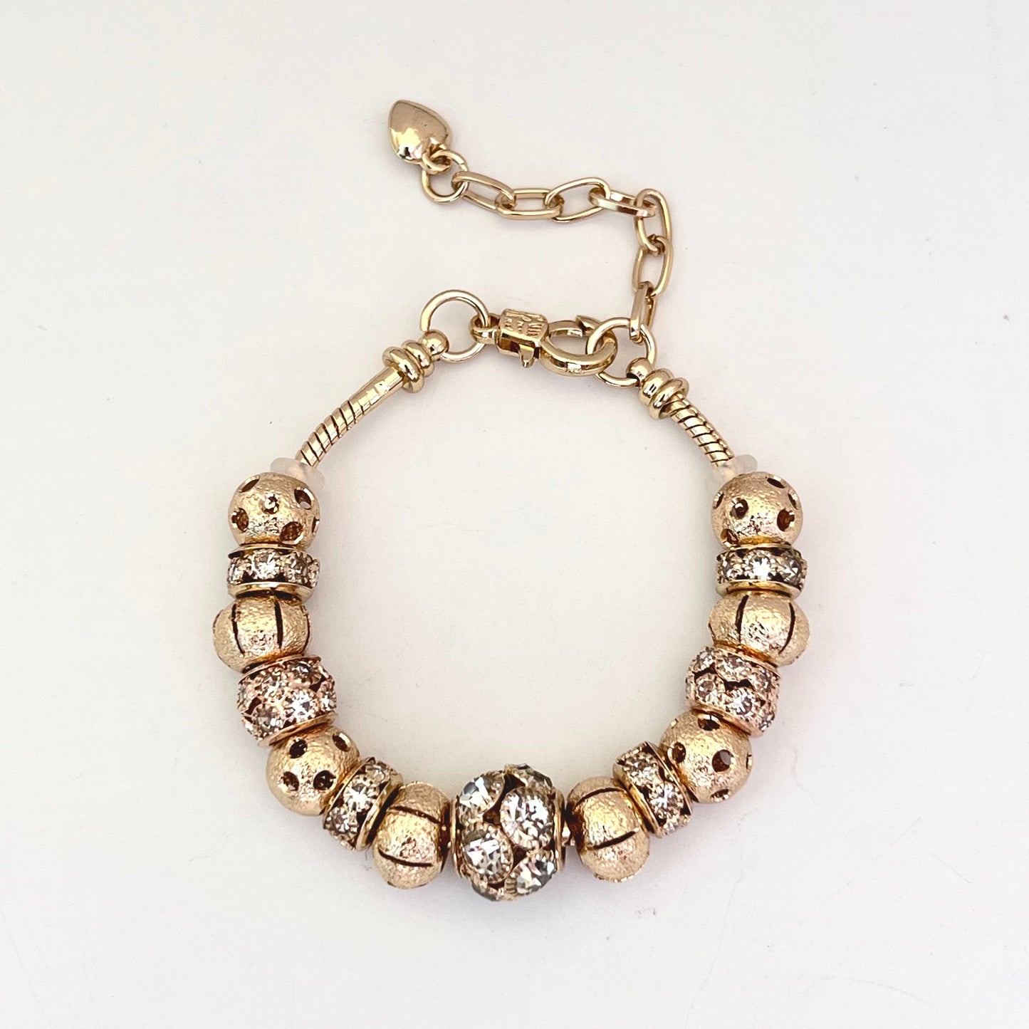 Aestify™ Gold Aura Charm Bracelet – 18K Gold Tone | Crystal CZ Beads