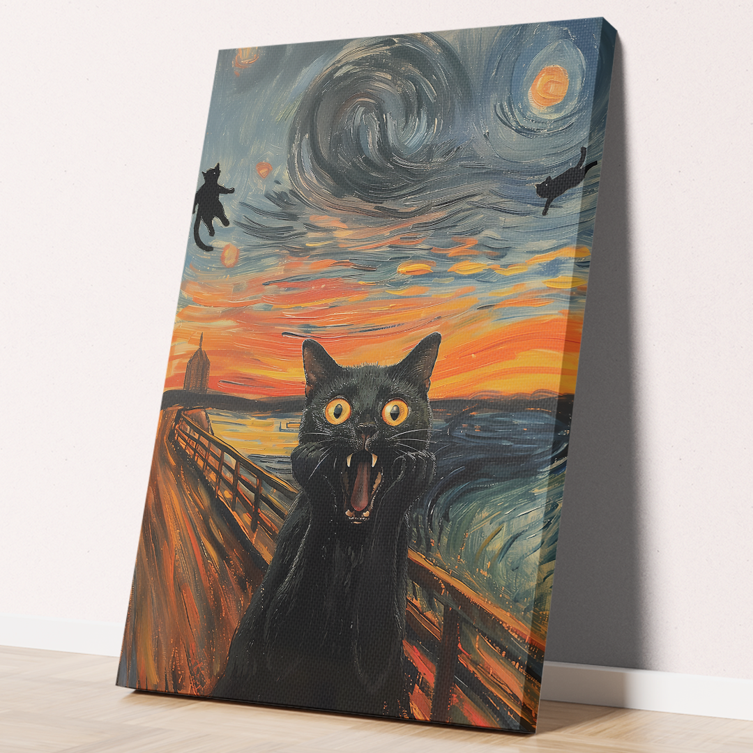 Black Cat Scream : Painting Canvas