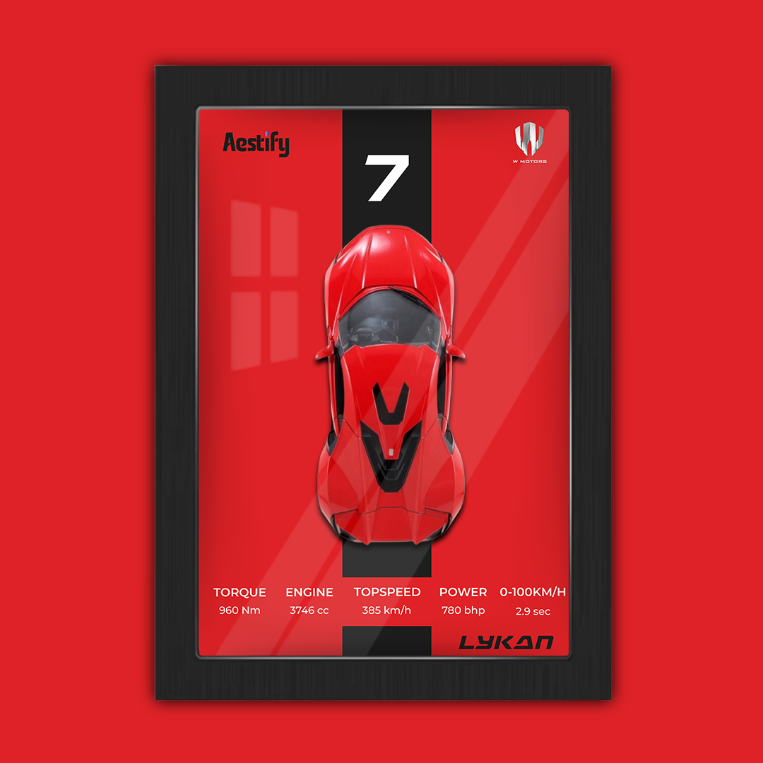 Aestify™ 3D Car Frame for Lykan Hypersport Alloy Metal Car Model