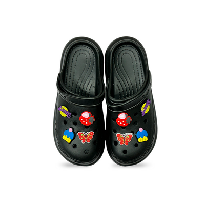 Aestify Women’s Black Clogs with Cute Charms – Comfy & Stylish Everyday Slip-Ons