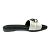 Aestify Women’s Black & White Chain Strap Slides – Elegant Slip-On Flats for Everyday Chic