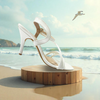 Aestify Elegant White Strappy High Heel Sandals for Women – Chic Party & Formal Wear
