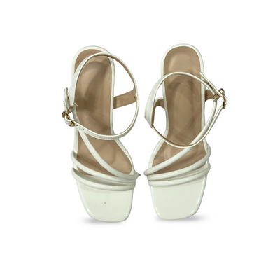 Aestify Elegant White Strappy High Heel Sandals for Women – Chic Party & Formal Wear