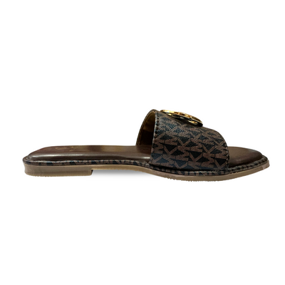 Aestify Designer-Inspired MK Logo Slides for Women – Luxury Monogram Slip-On Sandals