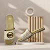 Aestify Cream Monogram MK Slides for Women – Luxury-Inspired Slip-On Sandals