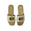 Aestify Cream Monogram MK Slides for Women – Luxury-Inspired Slip-On Sandals