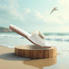 Aestify Elegant Bow Slide Sandals for Women – Cream Slip-On Flats with Square Toe