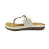Aestify Women’s Comfort Thong Sandals – White Slip-On Flats with Cushioned Sole & Metallic Trim