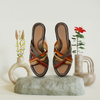 Aestify Women’s Multicolor Criss-Cross Block Heel Sandals – Stylish Slip-On Heels for Everyday & Party Wear