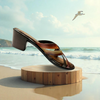 Aestify Women’s Multicolor Criss-Cross Block Heel Sandals – Stylish Slip-On Heels for Everyday & Party Wear