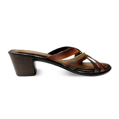 Aestify Women’s Multicolor Criss-Cross Block Heel Sandals – Stylish Slip-On Heels for Everyday & Party Wear