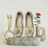 Aestify Women’s Soft Ballet Flats with Bow Detail – Elegant Cream Foldable Slip-On Shoes for Everyday Comfort