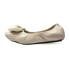 Aestify Women’s Soft Ballet Flats with Bow Detail – Elegant Cream Foldable Slip-On Shoes for Everyday Comfort
