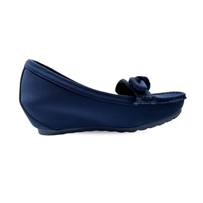 Aestify Women’s Navy Blue Loafers with Bow – Comfortable Slip-On Driving Flats for Everyday Wear