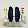 Aestify Women’s Navy Blue Loafers with Gold Accent – Slip-On Comfort Driving Flats for Daily Wear