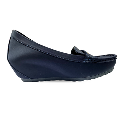 Aestify Women’s Navy Blue Loafers with Gold Accent – Slip-On Comfort Driving Flats for Daily Wear