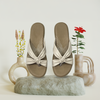 Aestify Women’s Cream Knotted Wedge Sandals – Soft Cushioned Slip-On Platform Flip-Flops