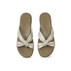 Aestify Women’s Cream Knotted Wedge Sandals – Soft Cushioned Slip-On Platform Flip-Flops