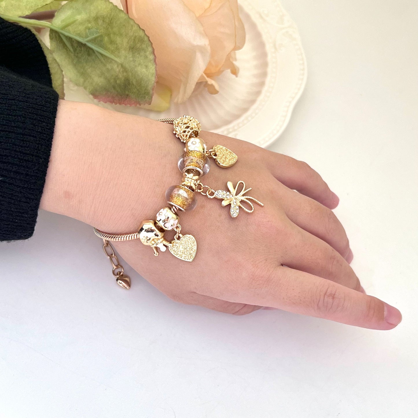 Aestify™ Golden Butterfly Charm Bracelet