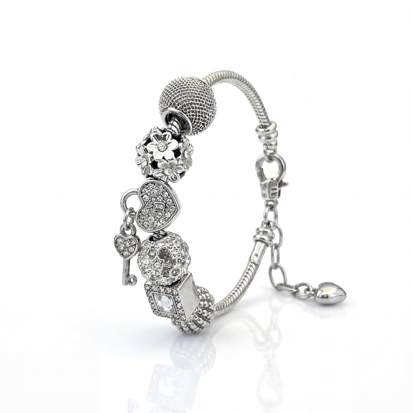 Aestify™ Silver Luxe Crystal Charm Bracelet – Premium CZ Stones