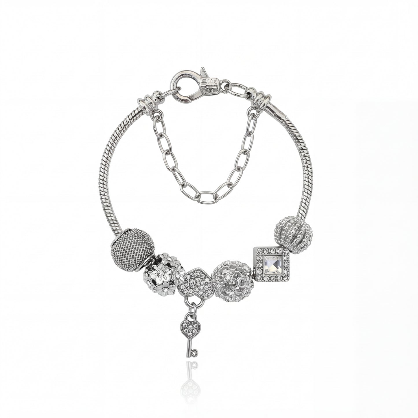 Aestify™ Silver Luxe Crystal Charm Bracelet – Premium CZ Stones