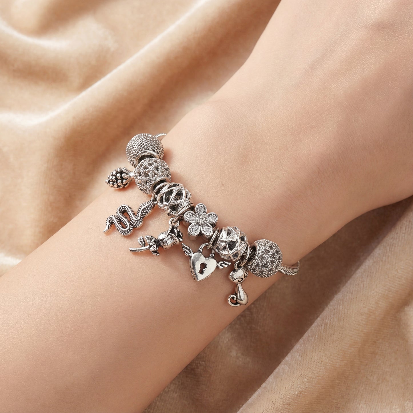 Aestify™ Silver Mystic Charm Bracelet