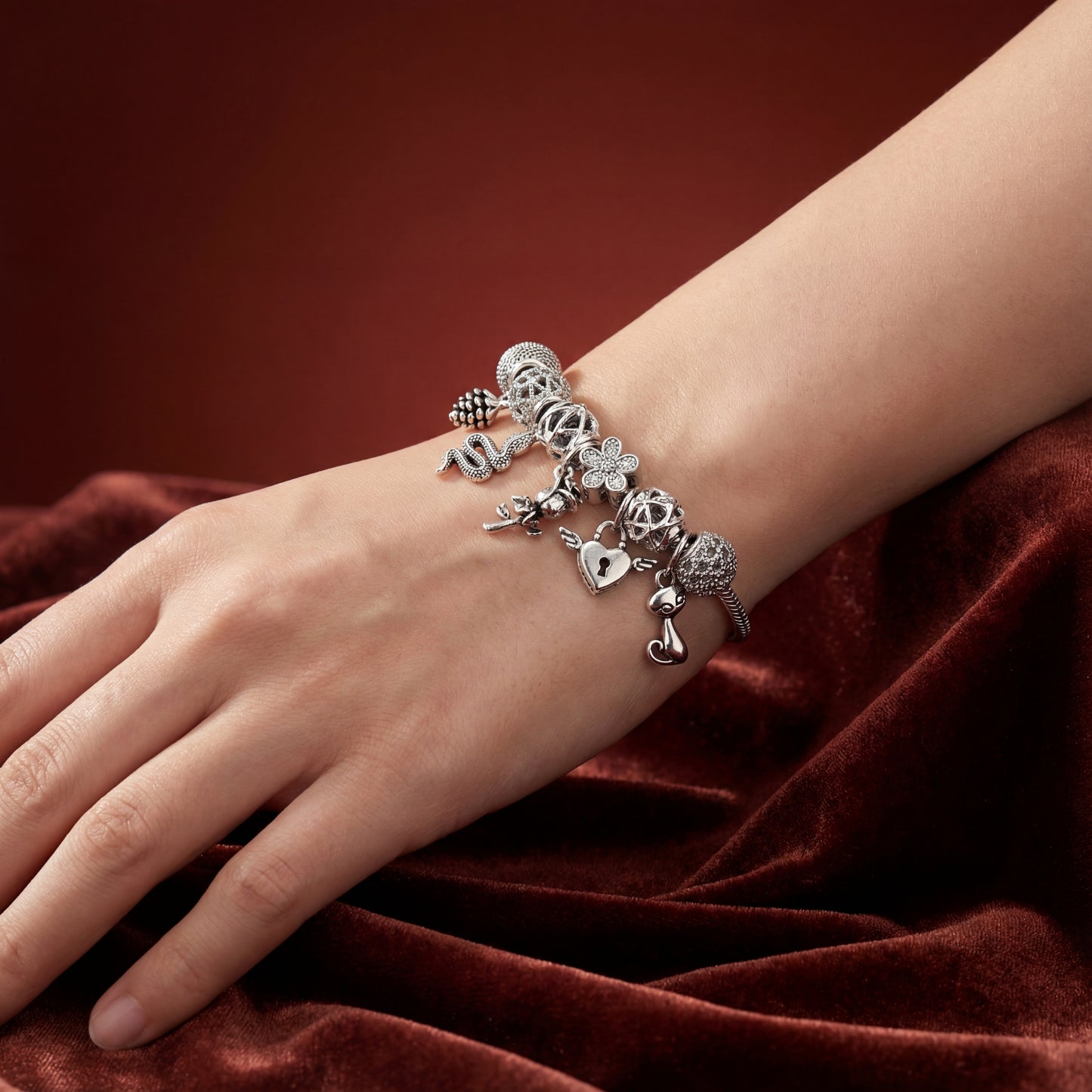 Aestify™ Silver Mystic Charm Bracelet