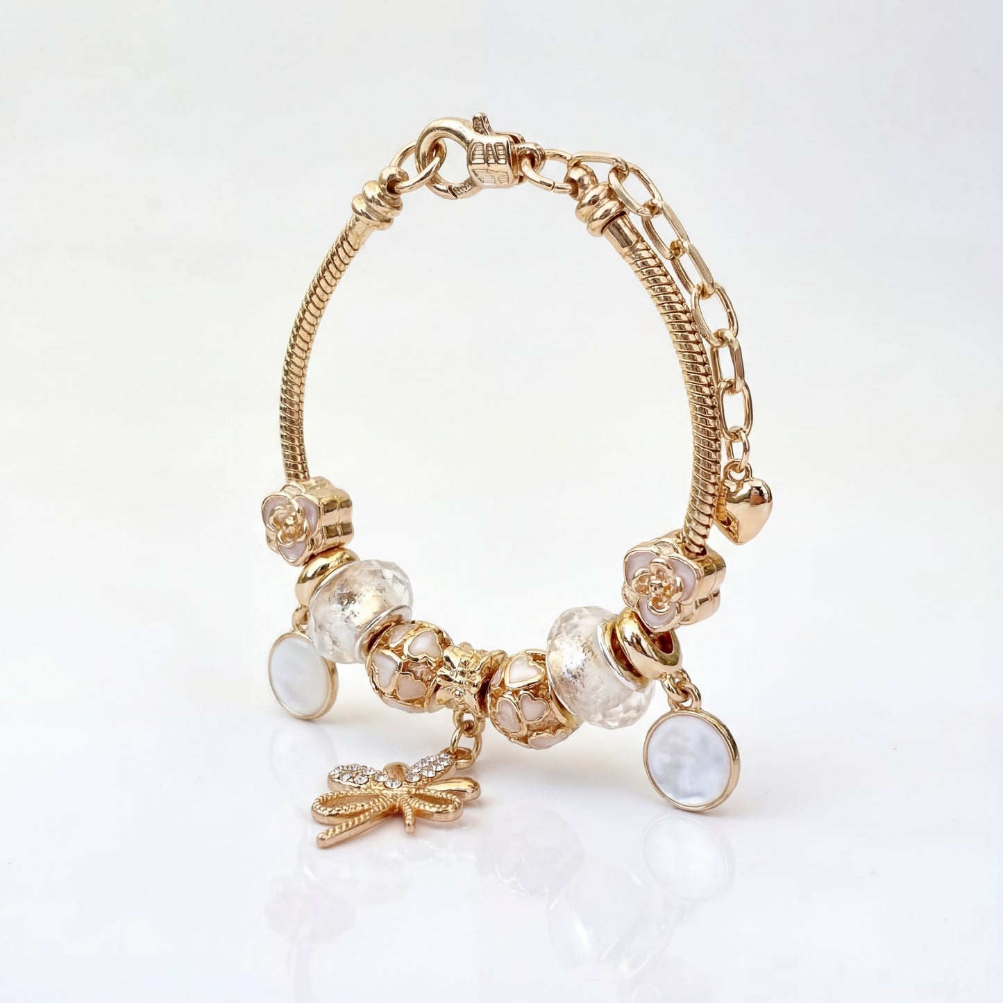 Aestify™ Crystal Bloom Charm Bracelet – 18K Gold Tone