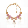 Aestify™ Dreamcatcher Pink Gold Charm Bracelet – 18K Gold Tone | Crystal & CZ Beads