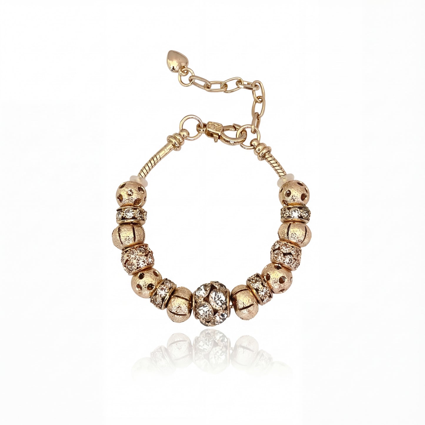 Aestify™ Gold Aura Charm Bracelet – 18K Gold Tone | Crystal CZ Beads