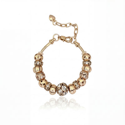 Aestify™ Gold Aura Charm Bracelet – 18K Gold Tone | Crystal CZ Beads
