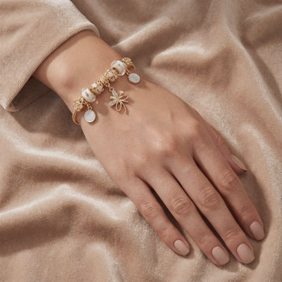 Aestify™ Crystal Bloom Charm Bracelet – 18K Gold Tone