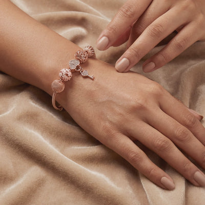 Aestify™ Rose Luxe Crystal Charm Bracelet – 18K Rose Gold Tone